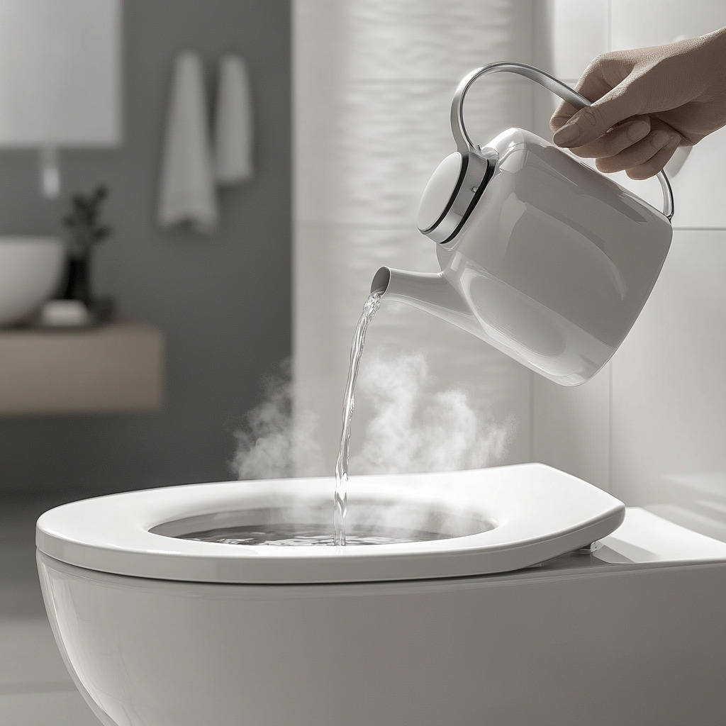 Déboucher les toilettes avec de l'eau chaude