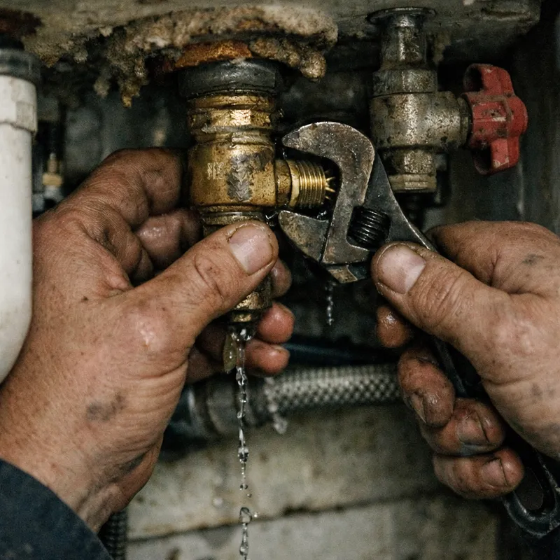 Technicien inspectant une chaudière électrique pour détecter une fuite d’eau