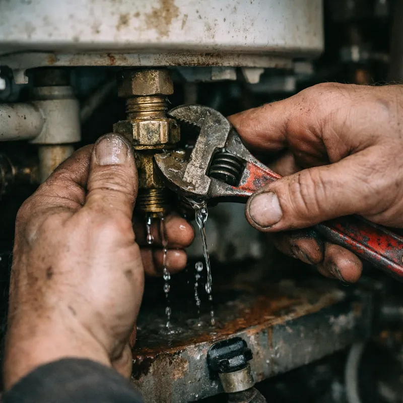 Technicien inspectant une chaudière pour prévenir les fuites et assurer sa sécurité