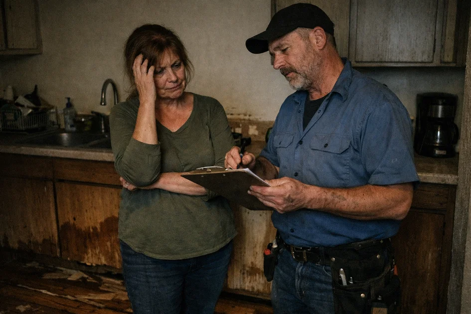 photo réaliste d’un appartement inondé illustrant un dégât des eaux