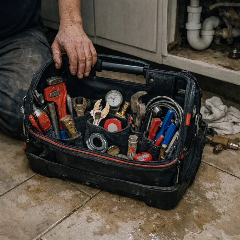 Image illustrant un propriétaire coupant l'arrivée d'eau suite à une fuite de chauffe-eau