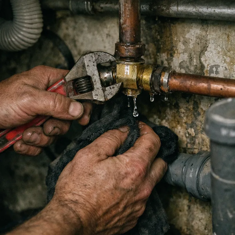 Réparation urgente d'une fuite d'eau domestique pour éviter dégâts majeurs