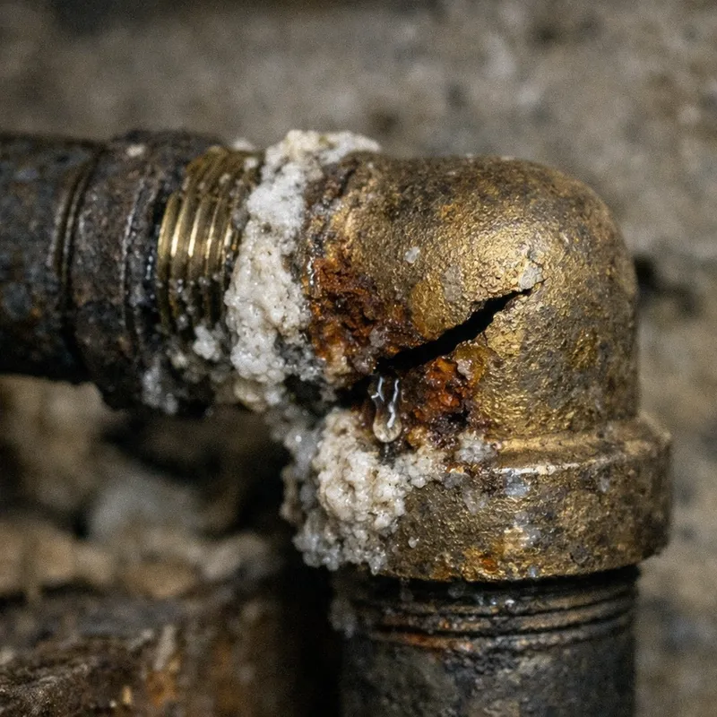 Technicien examinant un groupe de sécurité pour détecter une fuite d’eau