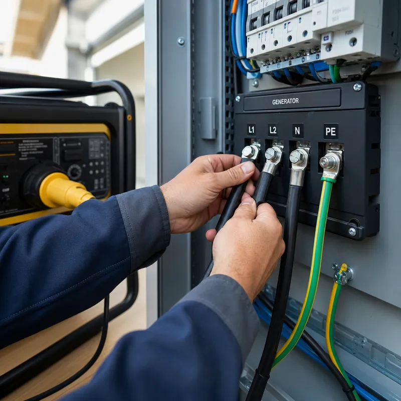 Connexion câbles groupe électrogène au tableau électrique