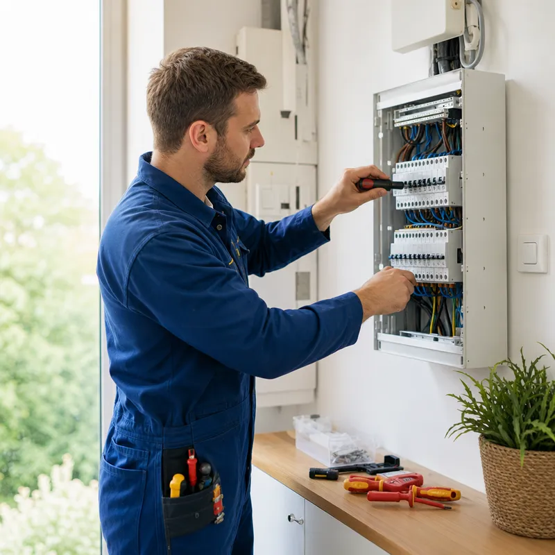 Installation d’un tableau électrique à disjoncteurs dans une pièce moderne