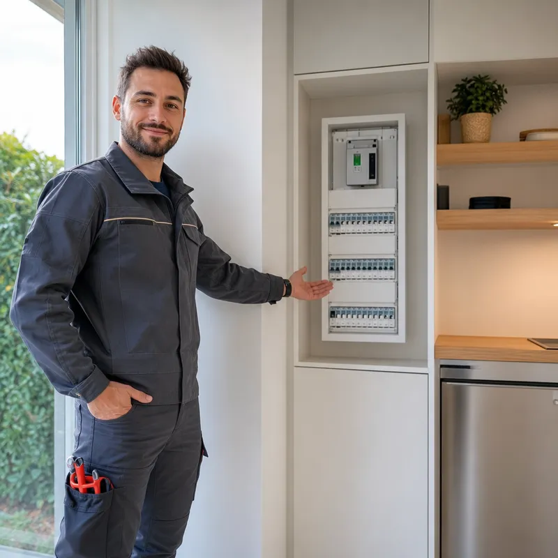 Emplacement idéal tableau électrique en cuisine conforme Consuel