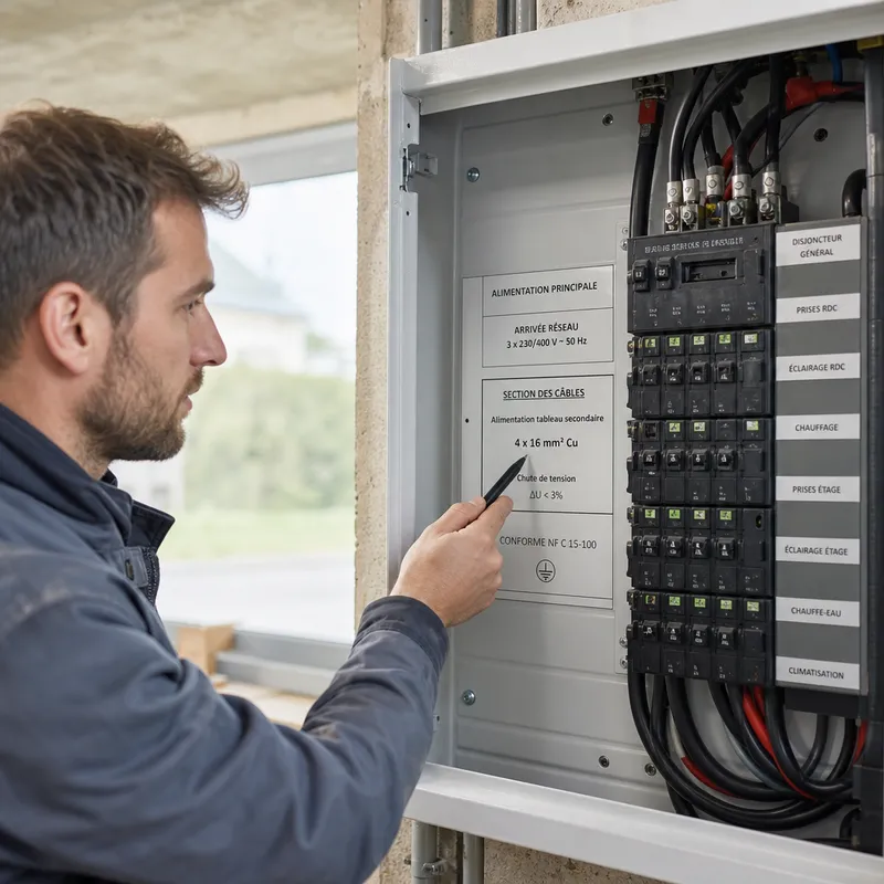 Section de câble et disjoncteurs dans un tableau électrique secondaire