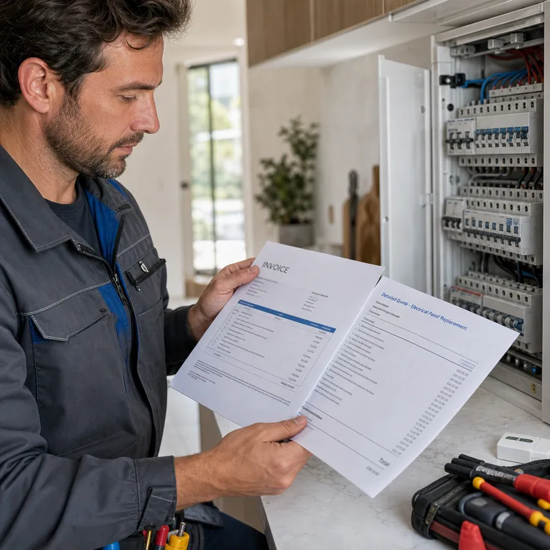 Devis et facture pour le changement d’un tableau électrique visible