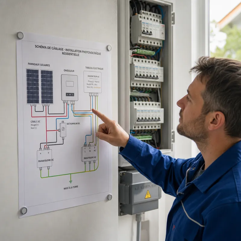 Schéma type de raccordement panneau solaire au tableau électrique