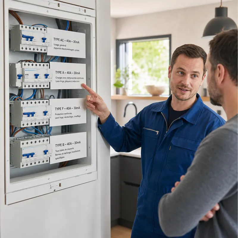 Différents types d’interrupteurs différentiels dans un tableau électrique