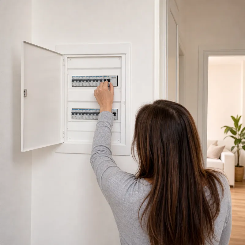 Personne actionnant les manettes du tableau à hauteur accessible