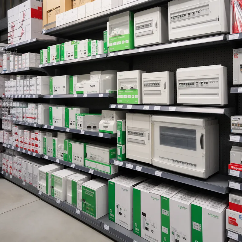Rayon de tableaux électriques dans un magasin de bricolage