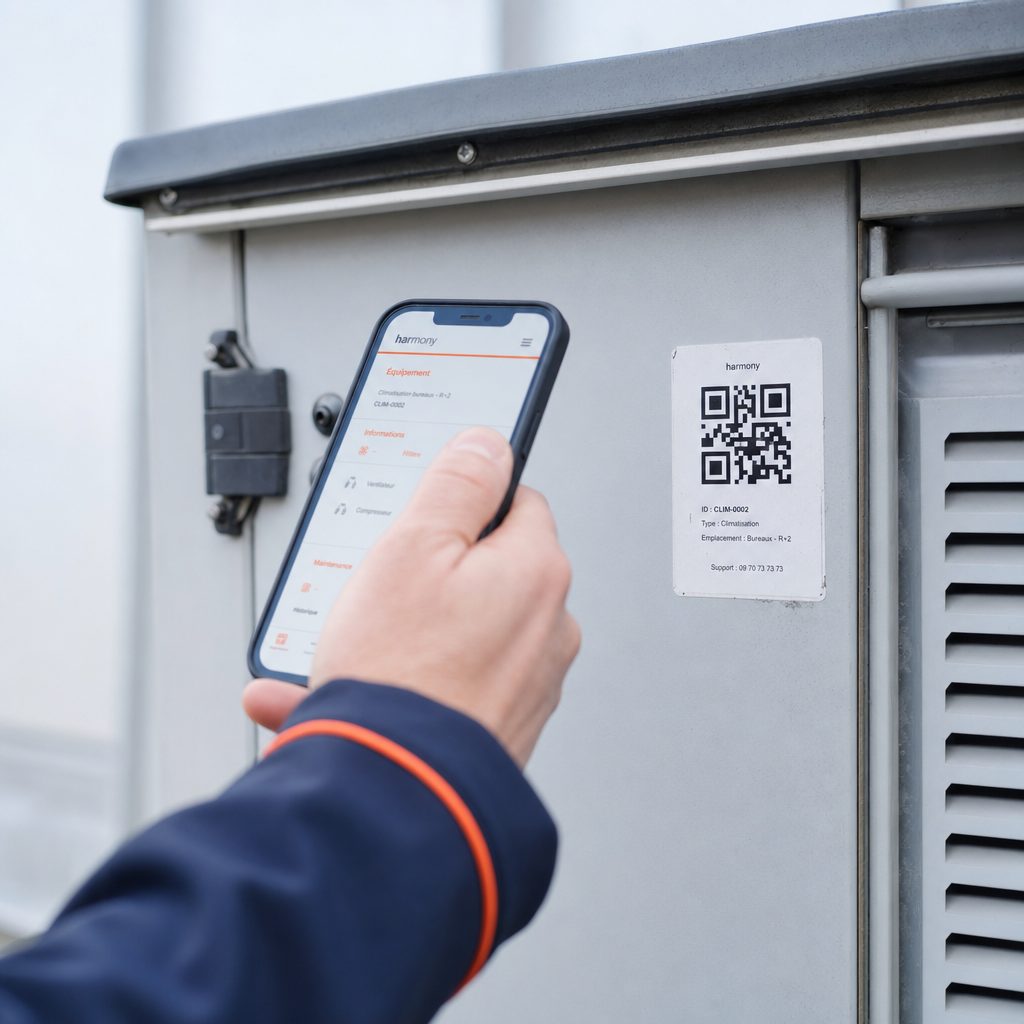 Scan d'un QR code d'équipement avec la plateforme Harmony