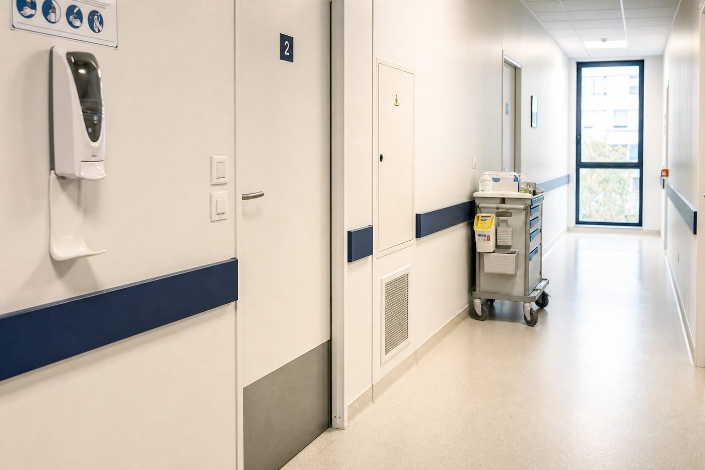 Technicien Harmony contrôlant une centrale de traitement d'air dans un établissement de santé